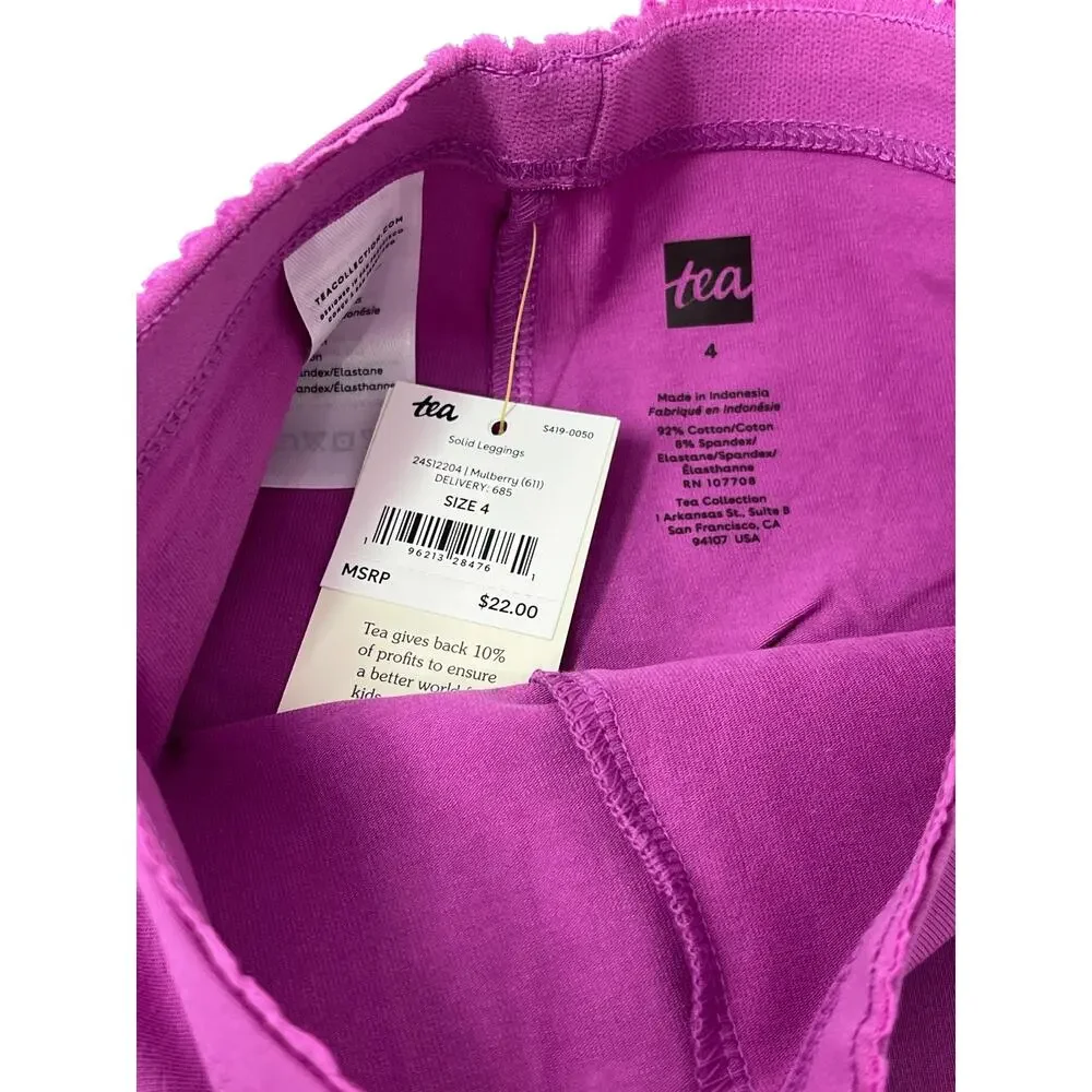 Tea Collection Bundle of 2 Pink Leggings Cotton Stretch Girls NWT